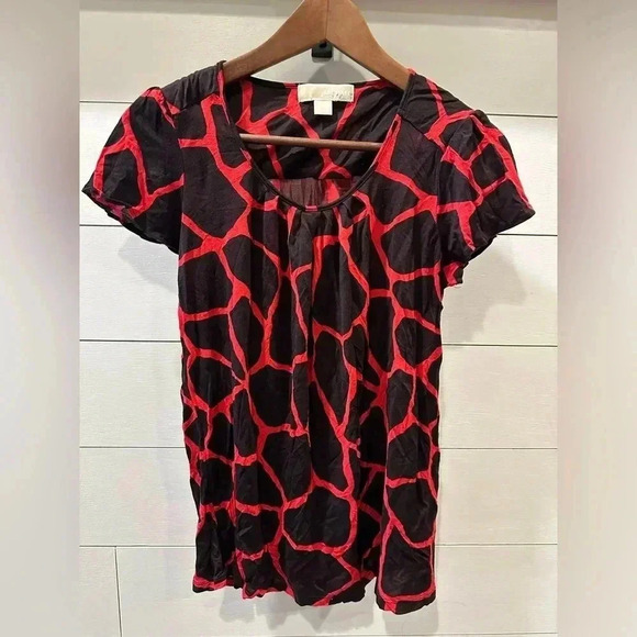Michael Kors Red/ Black Top- Size Medium - Picture 1 of 4